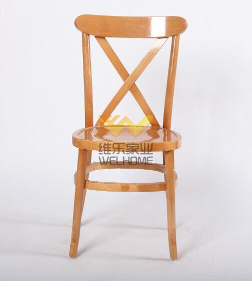 Natural wooden vineyard crossback chair for wedding/event